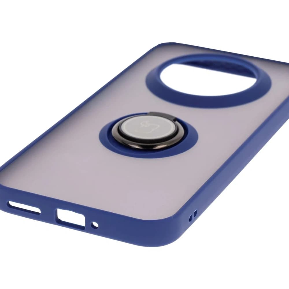 Bizon Case Hybrid Ring Realme 14 Pro+ Plus 5G rauchig mit einem marineblauen Rahmen - 5