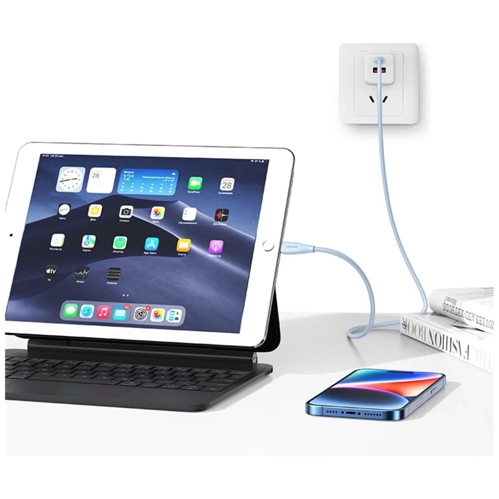 USAMS Green Series SJ717 30W USB-C / Lightning cable 1m pink - 7