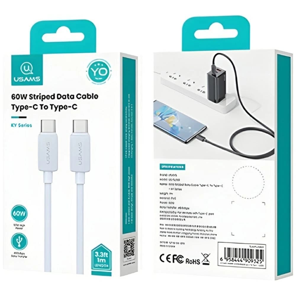 USAMS KY Series US-SJ691 60W USB-C / USB-C kabel 1m bílý - 12