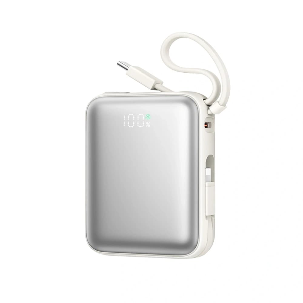 Joyroom JR-PBF27 10000mAh 22.5W Power bank beépített USB-C és Lightning kábelekkel, fehér - 1