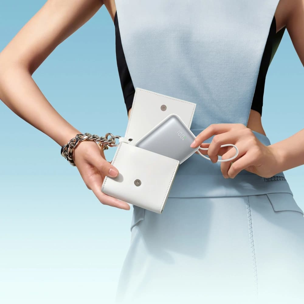 Joyroom JR-PBF27 10000mAh 22.5W Power bank beépített USB-C és Lightning kábelekkel, fehér - 7