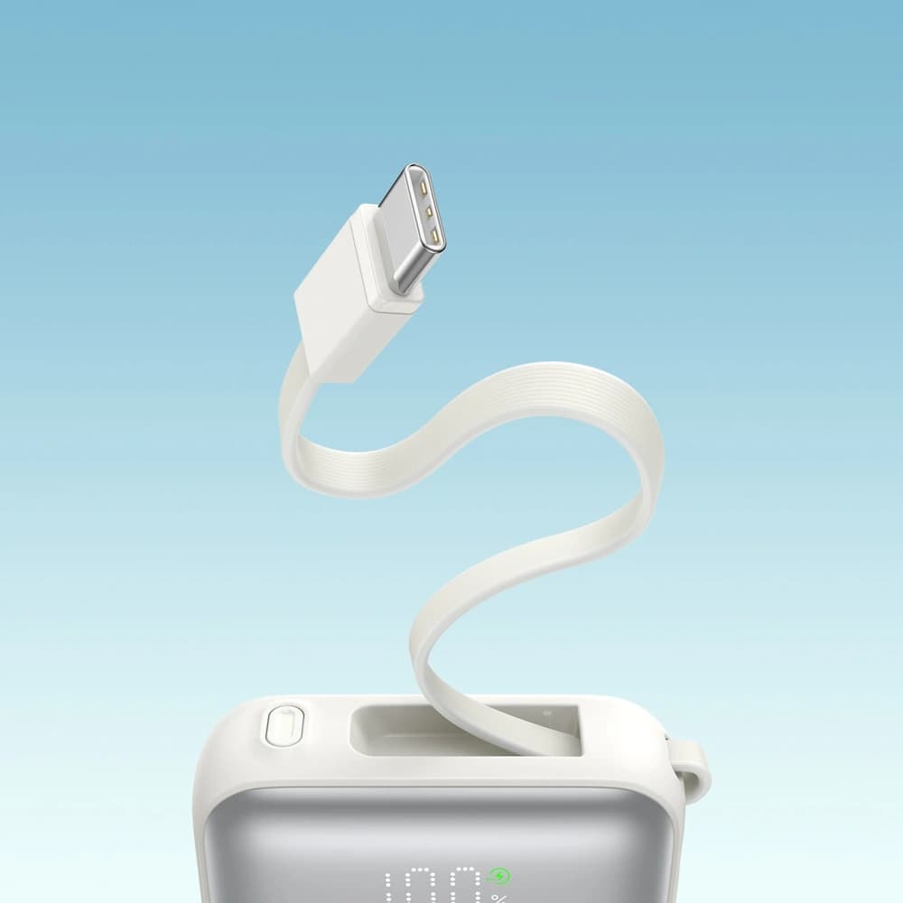 Joyroom JR-PBF27 10000mAh 22.5W Power bank beépített USB-C és Lightning kábelekkel, fehér - 13