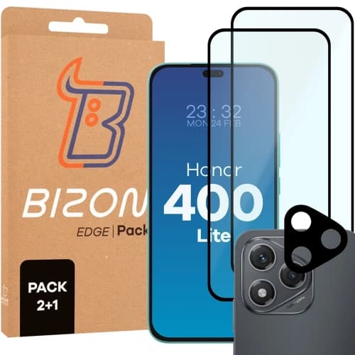 Bizon Edge 2 Pack 2x tempered glass + 1x lens protection Honor 400 Lite 5G