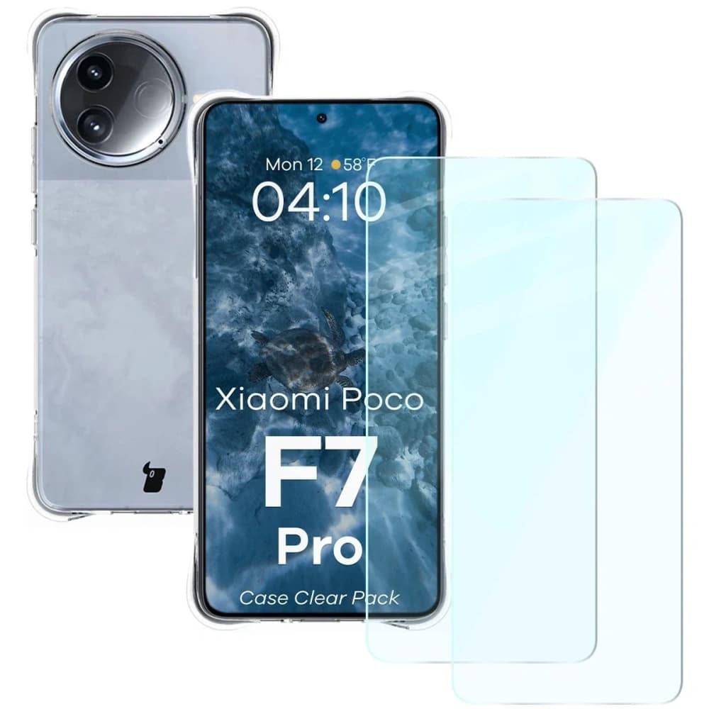 Etui + 2x szkło na ekran Bizon Case Clear Pack do Xiaomi Poco F7 Pro - 1