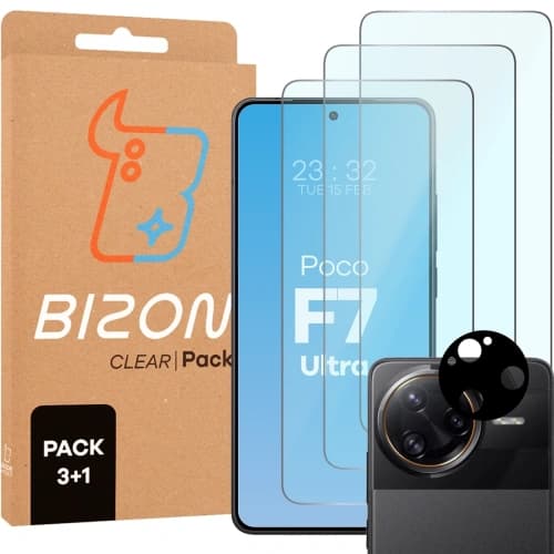 Bizon Clear 2 Pack 3x tempered glass + 1x lens protection Xiaomi Poco F7 Ultra