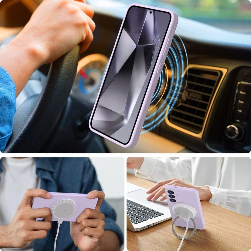 Tech-Protect Flüssigsilikon MagSafe Samsung Galaxy S25 Edge Mauve - 3