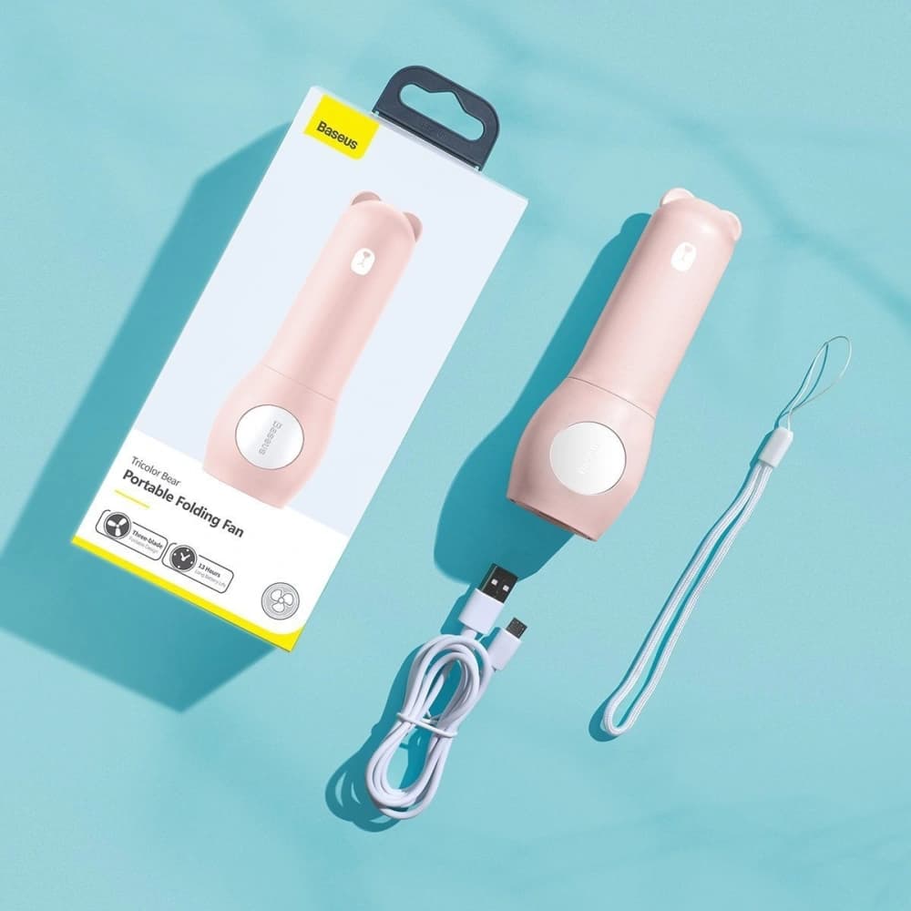 Hordozható kézi ventilátor Baseus Tricolor Bear (rózsaszín) - 7