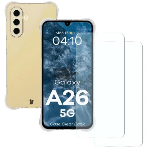 Bizon Case Clear Pack carcasă + 2x sticlă de protecție pentru ecran Samsung Galaxy A26 5G