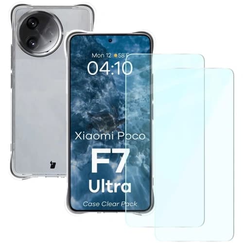 Bizon Case Clear Pack Hülle + 2x Bildschirmglas Xiaomi Poco F7 Ultra