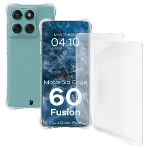 Bizon Case Clear Pack flexibles Gehäuse + 2x Displayschutzfolie Motorola Edge 60 Fusion / Edge 60
