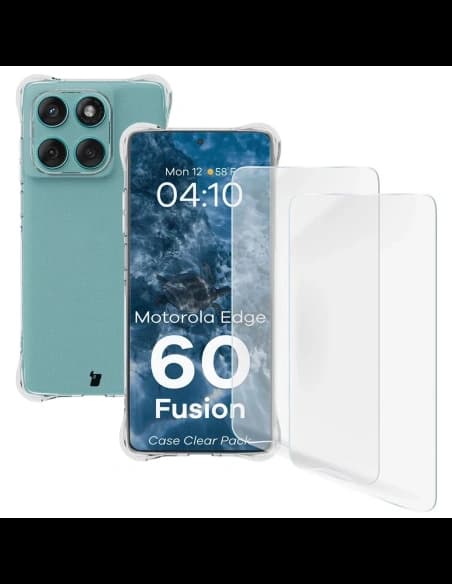 Etui + 2x folia na ekran Bizon Case Clear Pack do Motorola Edge 60 Fusion / Edge 60