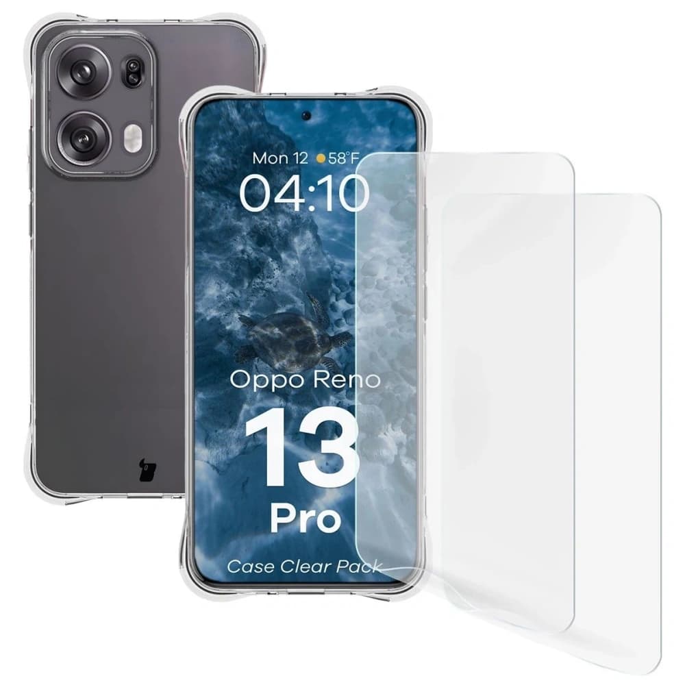Etui + 2x folia na ekran Bizon Case Clear Pack do Oppo Reno13 Pro - 1