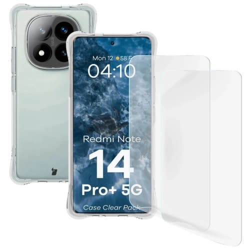 Bizon Case Clear Pack flexible case + 2x screen film Xiaomi Redmi Note 14 Pro+ Plus 5G
