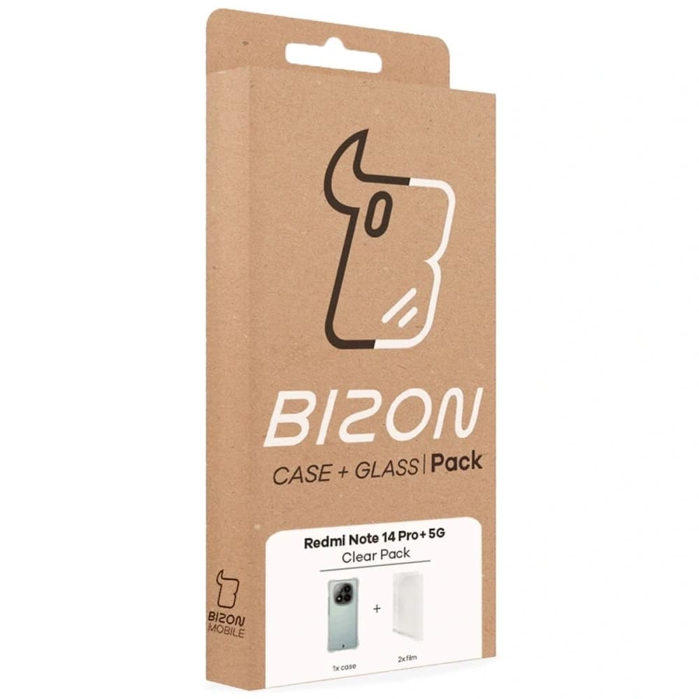 Bizon Case Clear Pack flexibles Gehäuse + 2x Bildschirmfolie für Xiaomi Redmi Note 14 Pro+ Plus 5G - 9