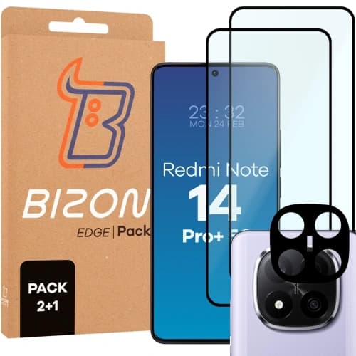Bizon Edge 2 3D Pack 2x tempered glass + 1x lens protection Xiaomi Redmi Note 14 Pro Plus 5G