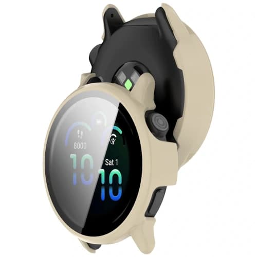 Bizon Case+Üveg Óra Garmin Vivoactive 6 bézs