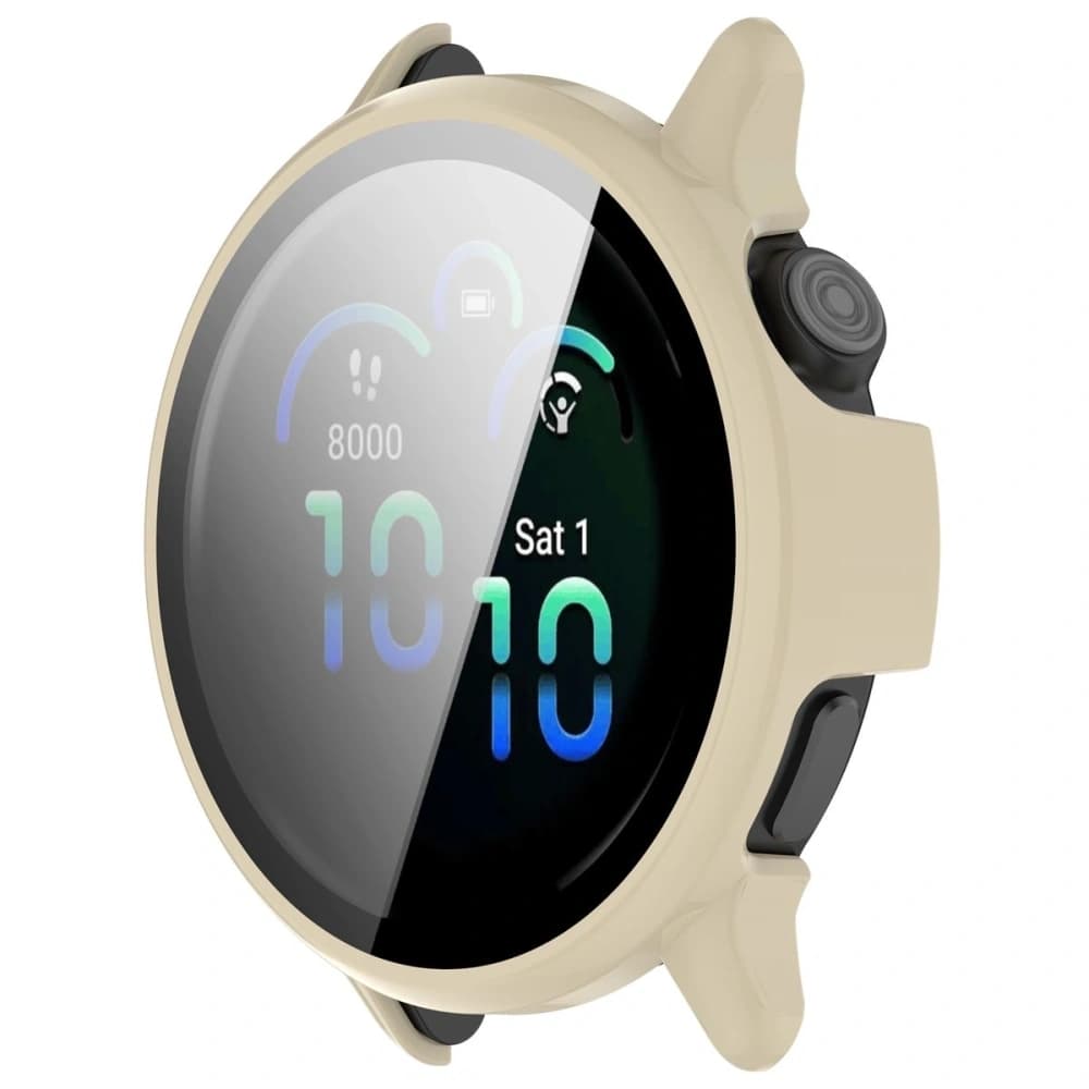 Bizon Case+Üveg Óra Garmin Vivoactive 6 bézs - 5