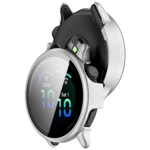 Bizon Case+Glass Óra Garmin Vivoactive 6 selyem ezüst