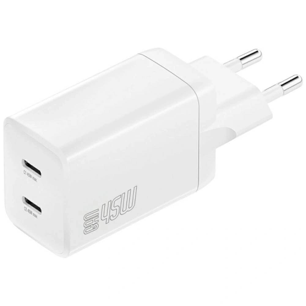 4smarts PDPlug Dual 45W GaN 2xUSB-C White Wall Charger - 1