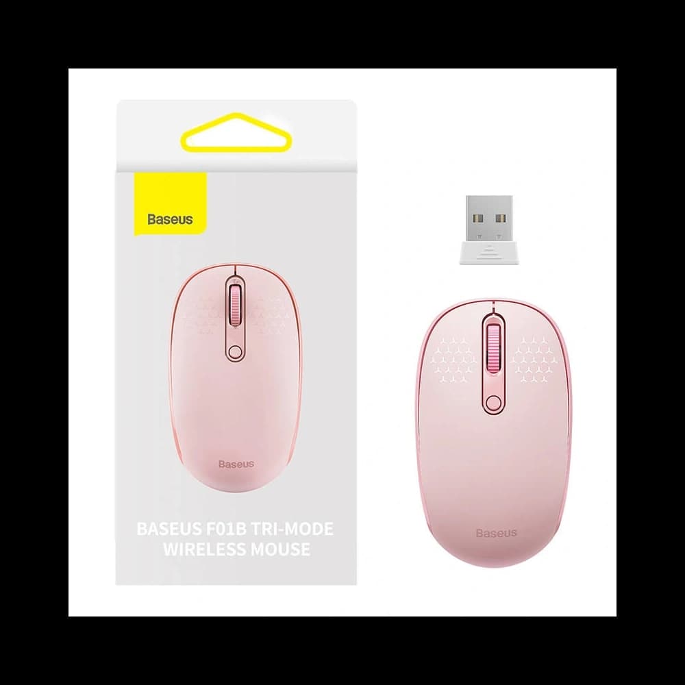 Baseus F01B Tri-Mode Wireless Mouse 2.4G BT 5.0 1600 DPI (rosa) - 1