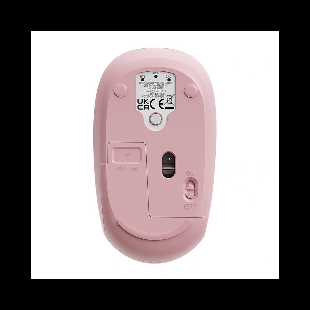 Baseus F01B Tri-Mode Wireless Mouse 2.4G BT 5.0 1600 DPI (rosa) - 3