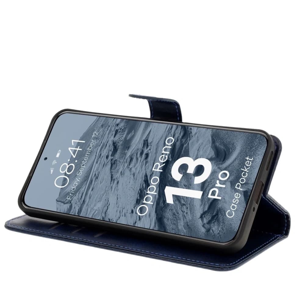 Etui z klapką Bizon Case Pocket do Oppo Reno13 Pro granatowe - 5