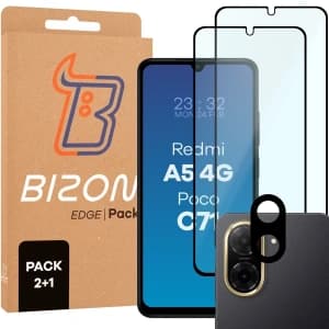 Bizon Edge 2 csomag 2x edzett üveg + lencsevédő Xiaomi Redmi A5 4G / POCO C71 4G