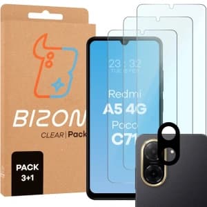 Bizon Glass Clear 2 Csomag 3x edzett üveg + lencsevédő Xiaomi Redmi A5 4G / POCO C71 4G
