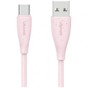 USAMS Zöld Sorozat SJ714 USB-A / USB-C Kábel 18W 3A 1m rózsaszín