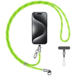 USAMS SJ746 Phone lanyard with USB-C / Lightning charging cable 30W 1.2m green