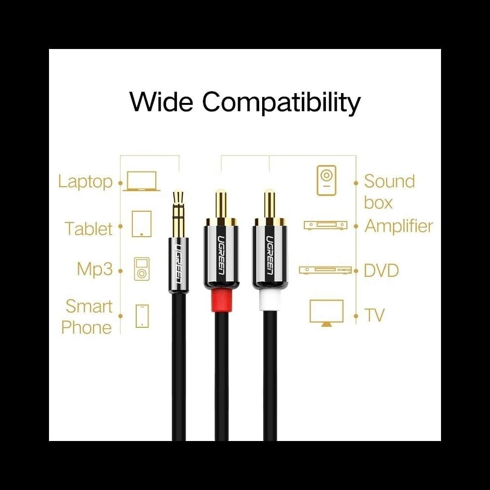 Cablul 3,5mm Jack la 2RCA (Cinch) UGREEN 1,5m - 2