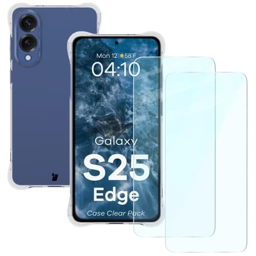 Bizon Case Clear Pack case + 2x screen glass Samsung Galaxy S25 Edge
