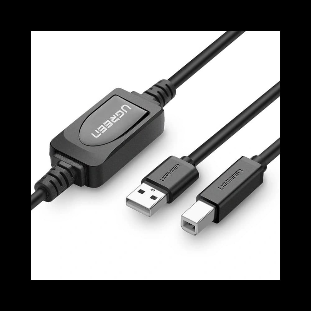 UGREEN US122 aktives USB 2.0 A-B Druckerkabel, 10m (schwarz) - 1