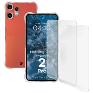 Bizon Case Clear Pack Hülle + 2x Displayschutzfolie für Nothing CMF Phone 2 Pro
