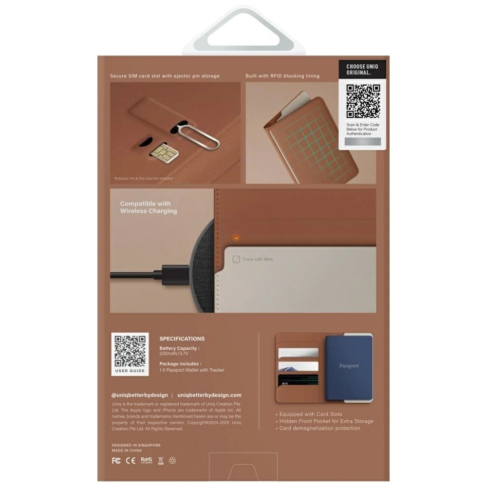 UNIQ Belmont pasový obal s Apple Find My, blokování RFID, karamelově béžový. - 7