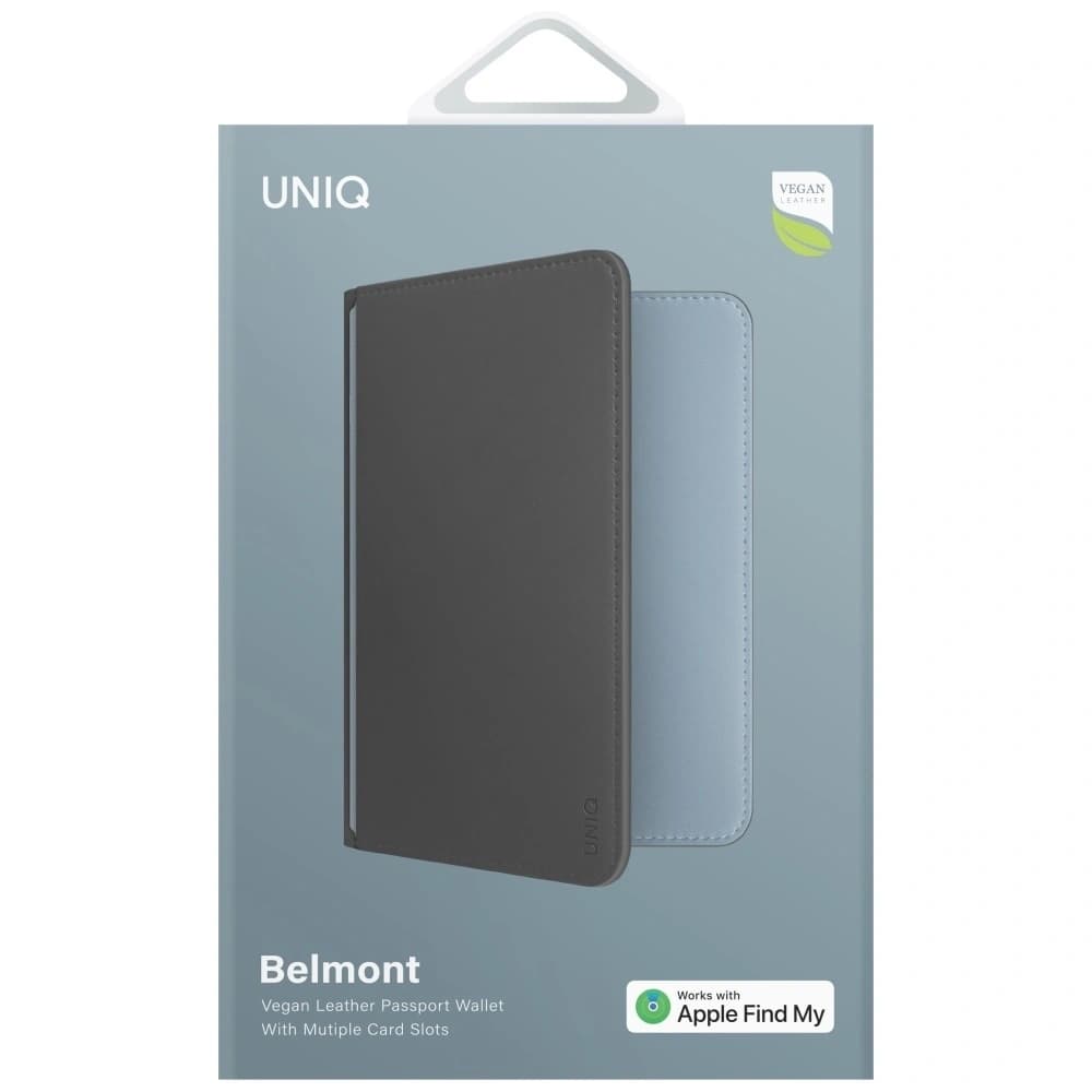 UNIQ Belmont cestovní pouzdro na pas s Apple Find My, RFID blokací, šedá-modrá - 6