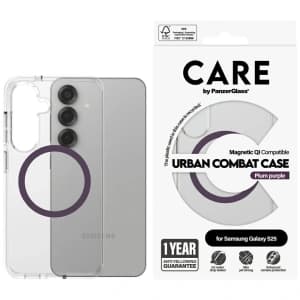 CARE by PanzerGlass Flagship Urban Combat Purple QI Samsung Galaxy S25 clear