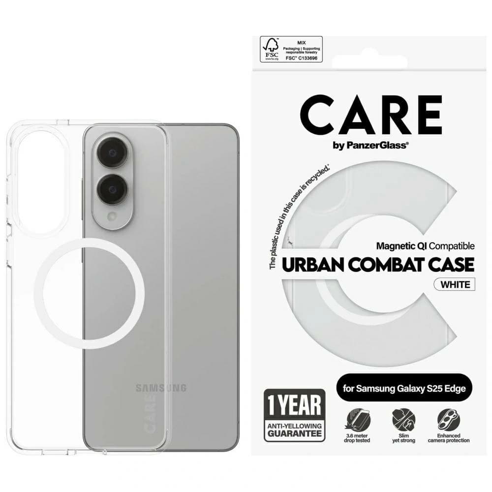 CARE by PanzerGlass Flagship Urban Combat White QI Samsung Galaxy S25 Edge clear - 1