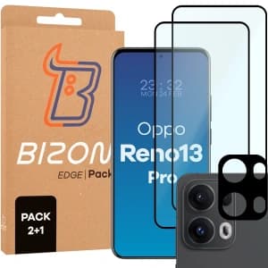 2x szkło hartowane + 1x na aparat Bizon Edge 3D Pack do Oppo Reno13 Pro