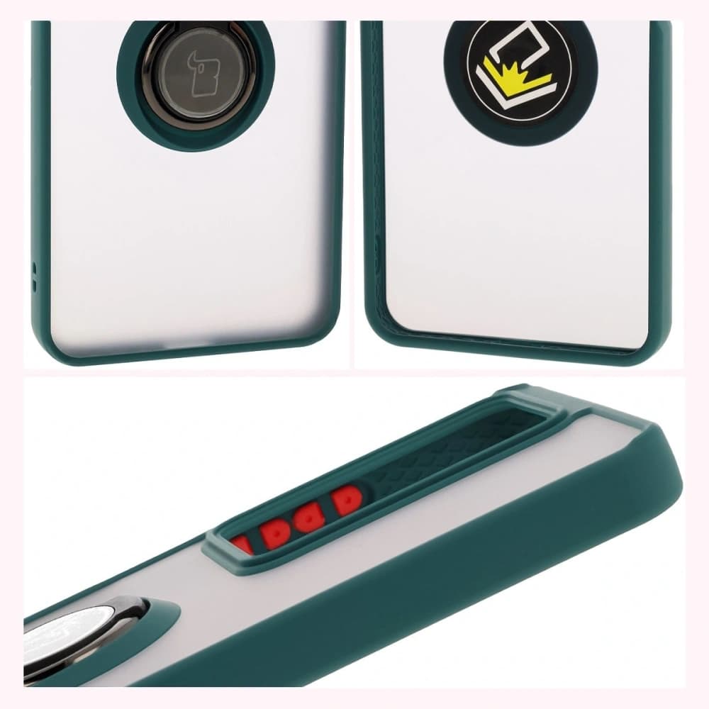 Bizon Case Hybrid Ring Realme C75 4G / 14x 5G rauchig mit einem dunkelgrünen Rahmen - 4