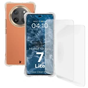 Bizon Case Clear Pack flexible case + 2x screen film Honor Magic7 Lite