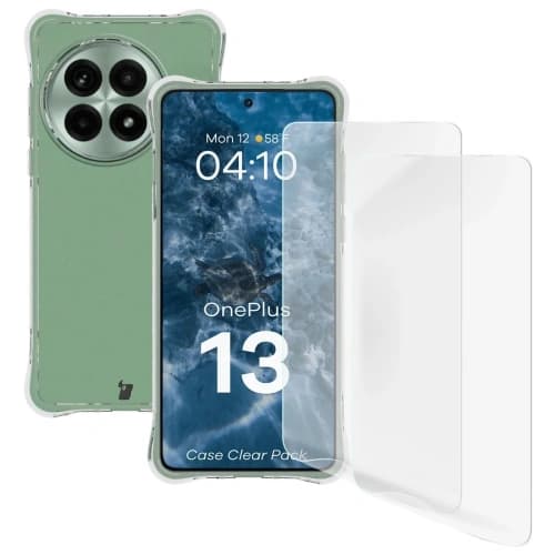 Bizon Case Clear Pack flexible case + 2x screen film OnePlus 13