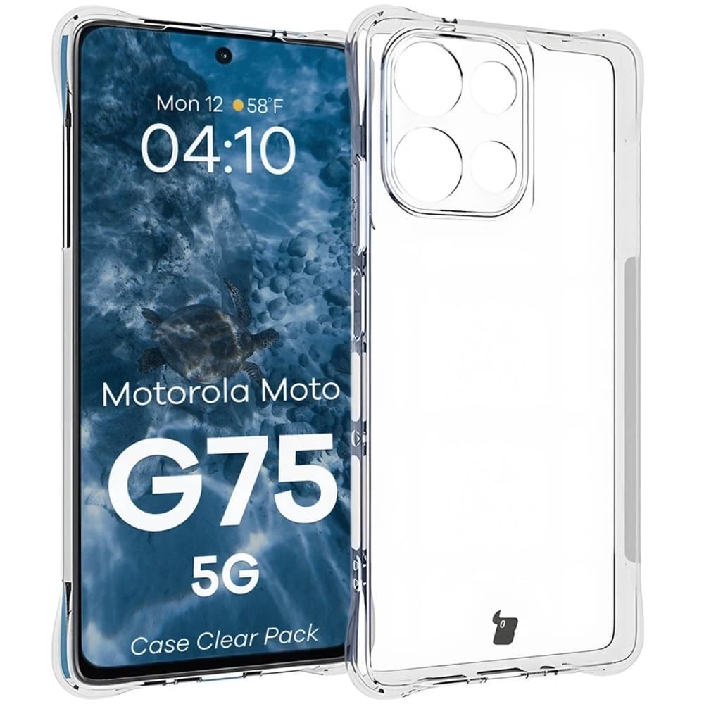 Bizon Case Clear Pack flexibles Gehäuse + 2x Bildschirmfolie Motorola Moto G75 5G - 3