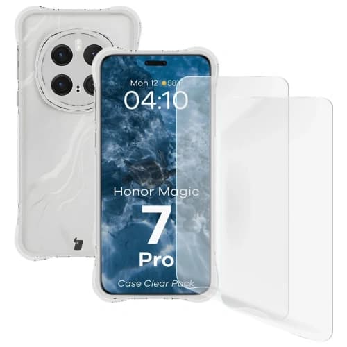Bizon Case Clear Pack flexibilní pouzdro + 2x ochranná fólie na displej Honor Magic7 Pro