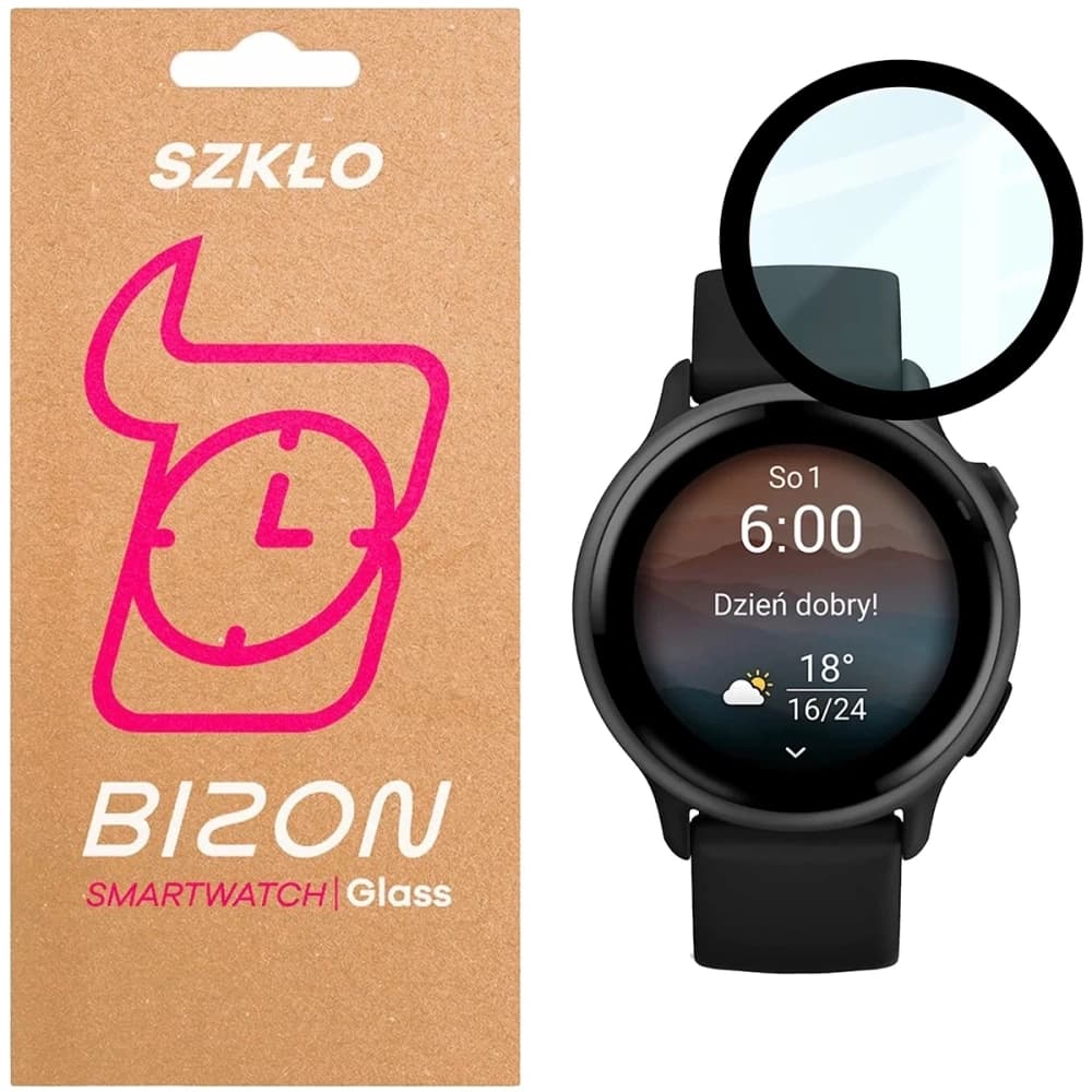 Bizon Glass Watch Edge Hybrid Garmin Vivoactive 6 fekete - 1