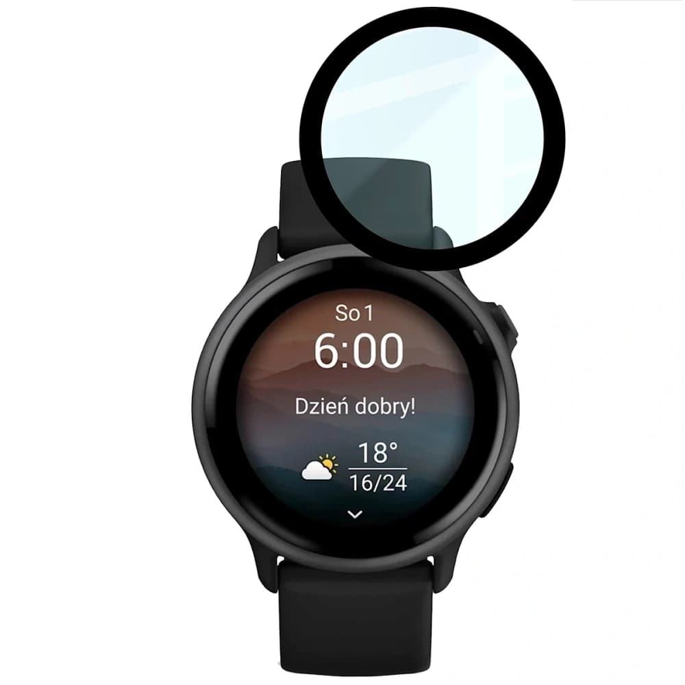 Bizon Glass Watch Edge Hybrid Garmin Vivoactive 6 fekete - 5