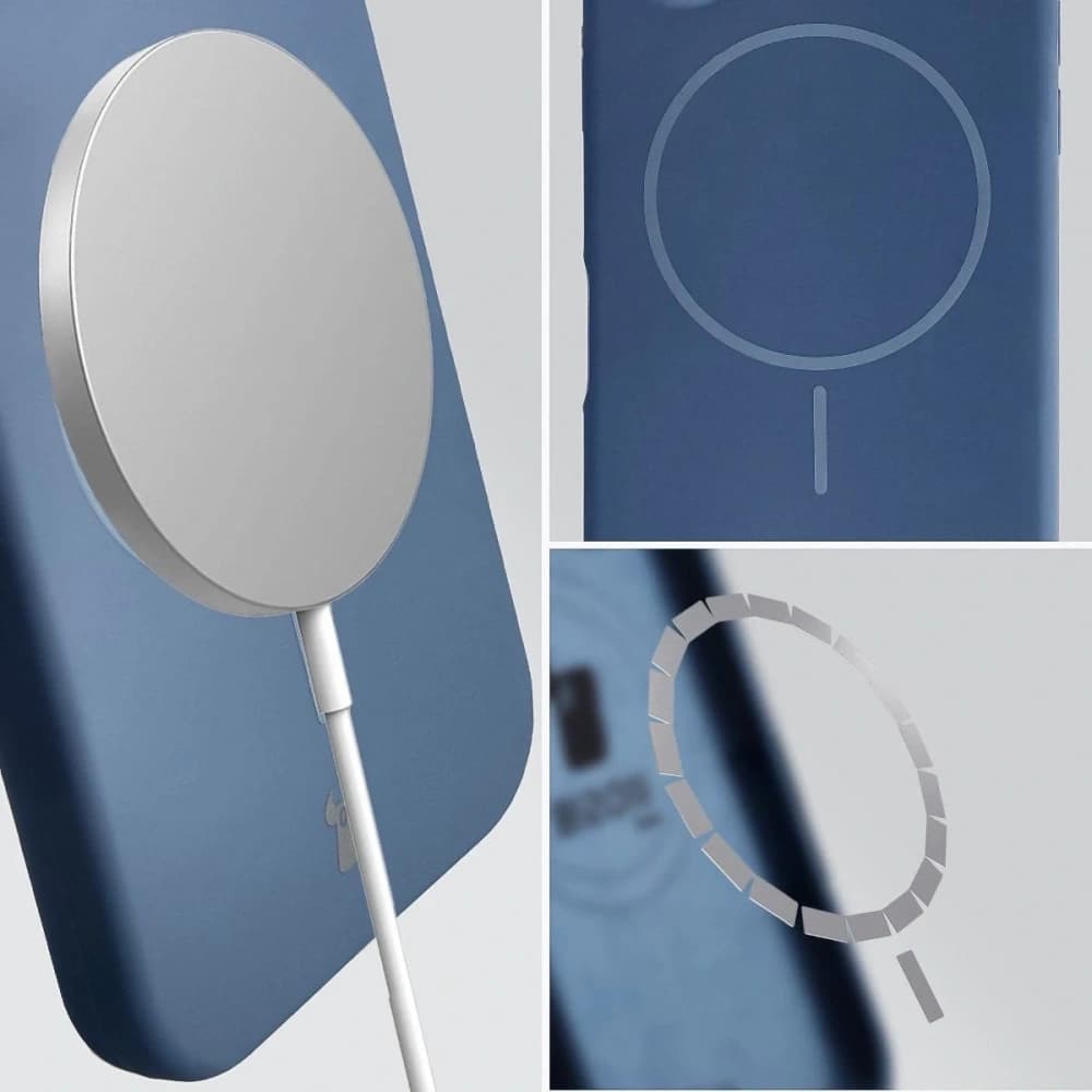 Silikonowe etui z pierścieniem magnetycznym Bizon Soft Case Magnetic do Apple iPhone 16 Plus granatowe - 4