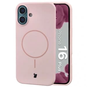 Silikonowe etui z pierścieniem magnetycznym Bizon Soft Case Magnetic do Apple iPhone 16 Plus jasnoróżowe