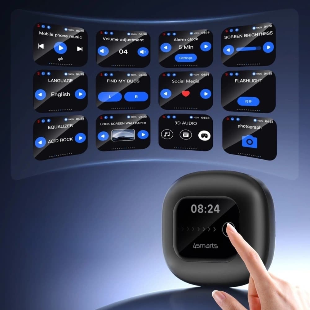 Słuchawki Bluetooth 4smarts SkyBuds OWS Open-Ear z ekranem AI czarny - 7