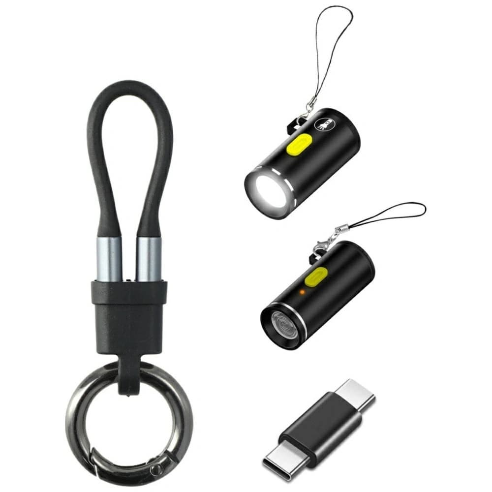4smarts Explorer 4-in-1 příslušenství set USB-C klíčový řetěz kabel, USB-C / USB-C adaptér, USB-C zapalovač, USB-C svítilna černá - 1